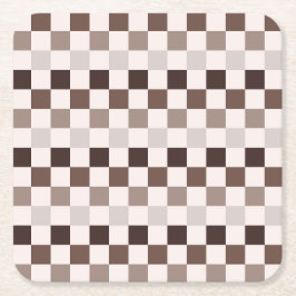 Cafe Au Lait checkerboard pattern Rechteckiger Pappuntersetzer