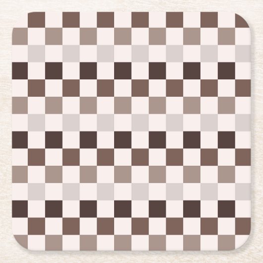 Cafe Au Lait checkerboard pattern Rechteckiger Pappuntersetzer (Vorderseite)