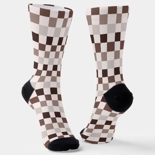 Cafe Au Lait checkerboard pattern Socken (Gewinkelt)