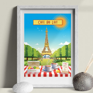 Café Au Lait Parisienne Vintag Holiday Poster