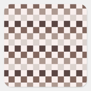 Cafe Au Lait Schachbrettmuster Quadratischer Aufkleber