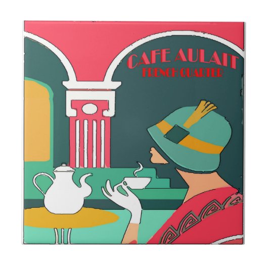 Cafe Aulait, französisches Viertel Fliese (Vorderseite)