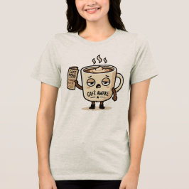 Café Awake Cute Sleepy Coffee Mascot Illustration Tri-Blend Shirt