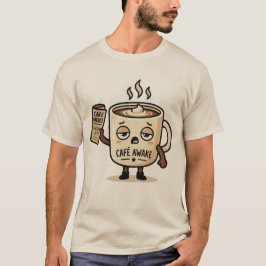 Café Awake Cute Sleepy Coffee-Maskottchen-Illustra T-Shirt
