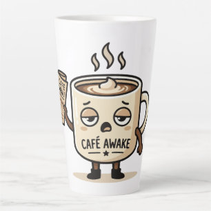 Café Awake Niedliche schlafende Kaffee-Maskottchen Milchtasse
