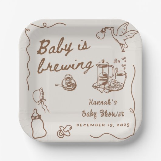 Café-Baby wird gebraut - Babyparty Pappteller (Vorderseite)