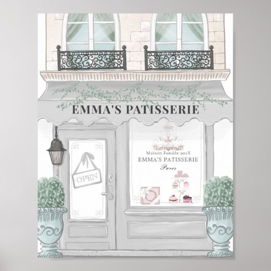 Café Bakery Patisserie Grau Hintergrund Poster (Vorne)