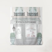 Café Bakery Patisserie Grau Hintergrund Wandteppich (Vorderseite)