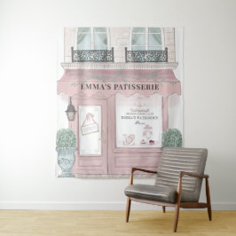 Café Bakery Patisserie Pink Hintergrund Wandteppich