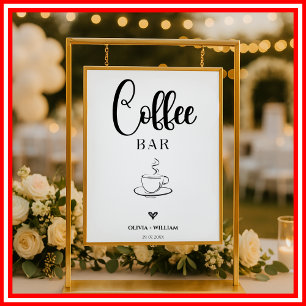Café-Bar-Hochzeitsskript-Schild Poster