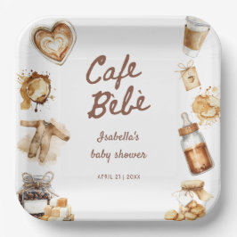 Cafe Bebe Baby Is Brewing Coffee Brown Baby Shower Pappteller