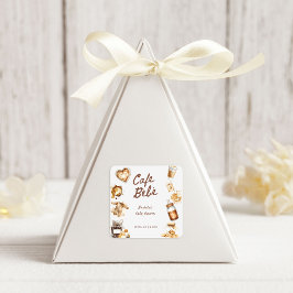 Cafe Bebe Baby Is Brewing Coffee Brown Baby Shower Quadratischer Aufkleber