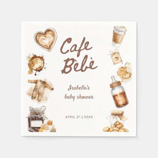 Cafe Bebe Baby Is Brewing Coffee Brown Baby Shower Serviette (Vorderseite)