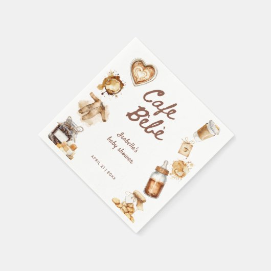 Cafe Bebe Baby Is Brewing Coffee Brown Baby Shower Serviette (Ecke)
