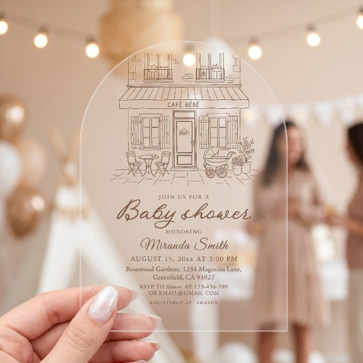Cafe Bebe Baby Shower Acryleinladungen