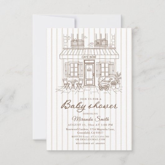Cafe Bebe Baby Shower  Einladung (Vorderseite)