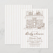 Cafe Bebe Baby Shower  Einladung (Vorne/Hinten)
