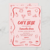 Cafe Bebe Baby Shower Einladung (Vorne/Hinten)
