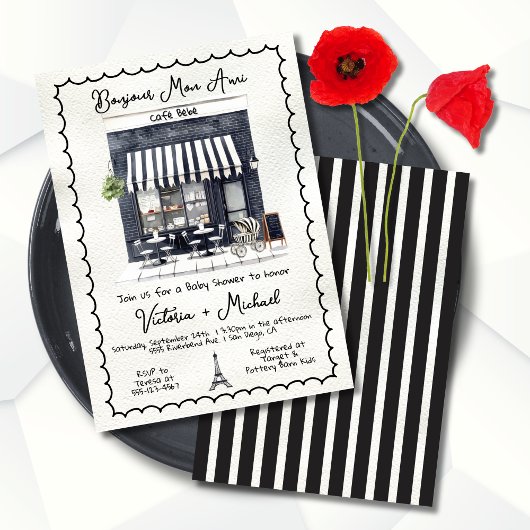 Café Bebe Baby Shower Paris Frankreich Schaufenste Einladung