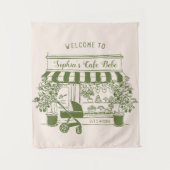 Cafe Bebe Baby Shower Willkommensschild, Kaffeethe Wandteppich (Vorderseite)