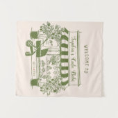 Cafe Bebe Baby Shower Willkommensschild, Kaffeethe Wandteppich (Vorderseite (Horizontal))