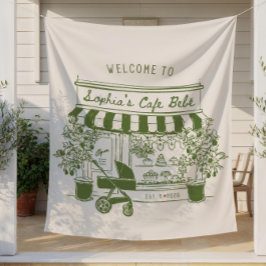 Cafe Bebe Baby Shower Willkommensschild, Kaffeethe Wandteppich