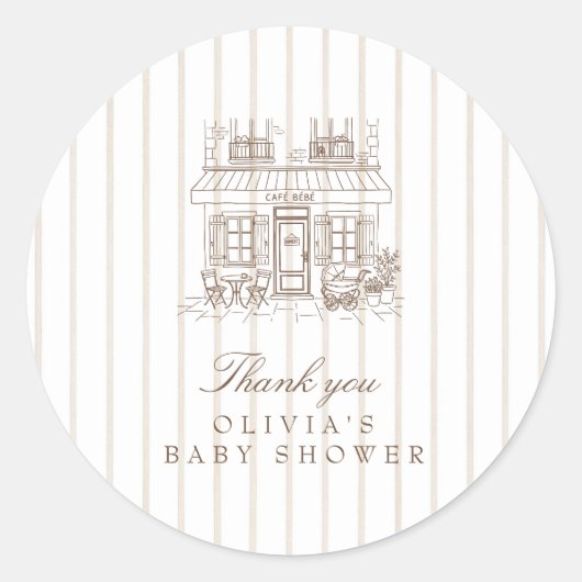 Cafe Bebe Babyparty Runder Aufkleber (Vorderseite)