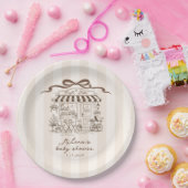 Cafe Bebe Beige Stripes Parisian theme Baby Shower Pappteller (Party)