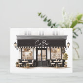 Café Bébé Black & White Paris Baby Dusche Dankeskarte (Stehend Vorderseite)