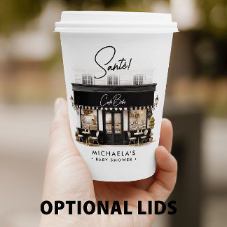 Café Bébé Black & White Paris Baby Dusche Pappbecher