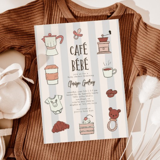 Cafe Bebe Blue Baby Dusche Einladung