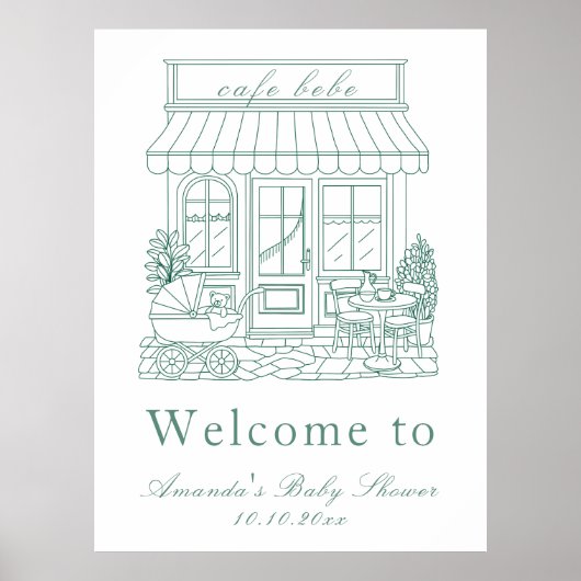 Cafe Bebe Bonjour Baby Shower Poster (Vorne)