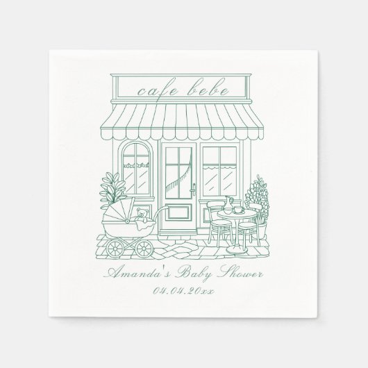 Cafe Bebe Bonjour Babyparty Serviette (Vorderseite)