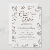Cafe Bebe Brown Bow Baby Shower Einladung (Vorderseite)