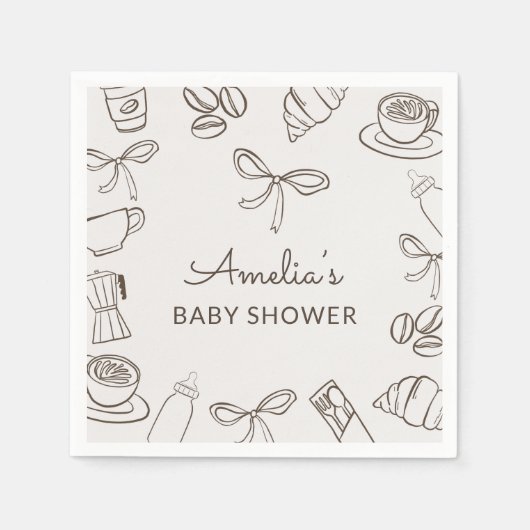 Cafe Bebe Brown Bow Baby Shower  Serviette (Vorderseite)