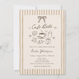 Cafe Bebe Brown Kaffee Baby Shower Einladung 