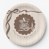 Cafe Bebe Coffee Bow Baby Stroller Baby Shower Pappteller (Vorderseite)