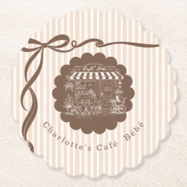 Cafe Bebe Coffee Bow Stripes Baby Shower Untersetzer