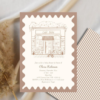 Cafe Bebe Coffee Shop Neutrale Babyparty Einladung