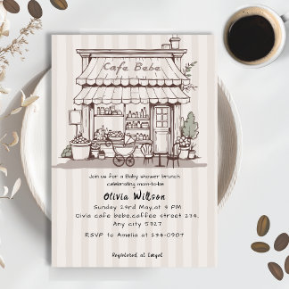 Cafe Bebe Coffee Thema geschlechtsneutrale Babypar Einladung