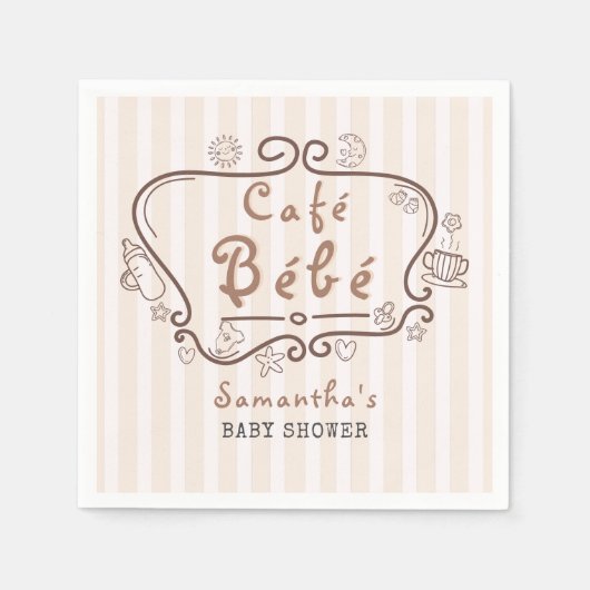 Café Bébé Französisch Modern Gender Neutral Baby D Serviette (Vorderseite)