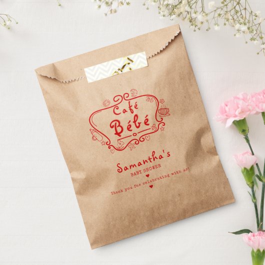 Café Bébé Französisch Moderne Pink Red Girl Baby D Geschenktütchen (Versiegelt)