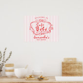 Café Bébé Französisch Moderne Pink Red Girl Baby D Poster (Küche)