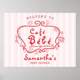 Café Bébé Französisch Moderne Pink Red Girl Baby D Poster