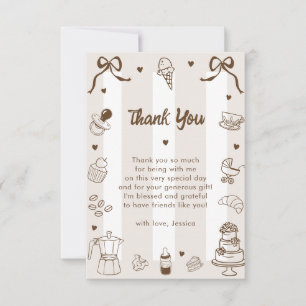 Café Bébé Französische handgezeichnete Babyparty-D Dankeskarte