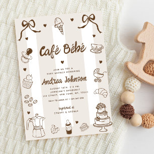 Café Bébé Französische handgezeichnete Kaffee-Baby Einladung