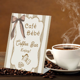 Cafe Bebe French Coffee Bar Baby Shower Tabletop Sockelschild
