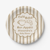 Cafe Bebe French Coffee Personalized Baby Shower Pappteller (Vorderseite)