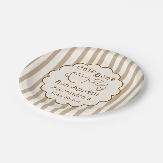 Cafe Bebe French Coffee Personalized Baby Shower Pappteller (Schrägansicht)