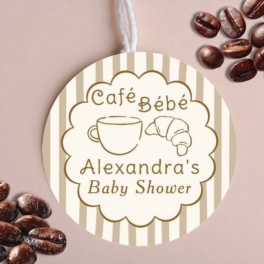 Cafe Bebe French Coffee Personalized Baby Shower Runder Aufkleber